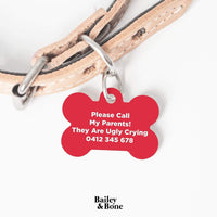 Bailey And Bone Pet Tag Vintage Red Roses Pet Tag