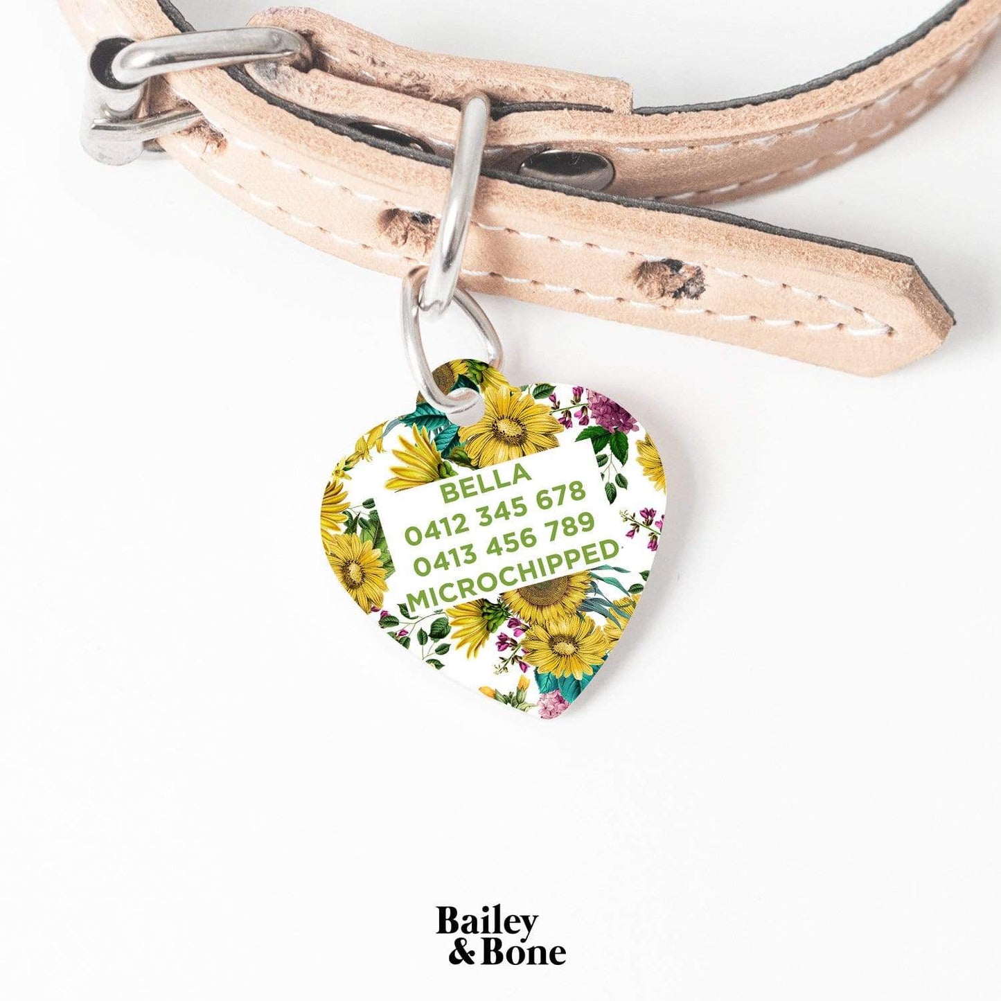 Bailey And Bone Pet Tag Vintage Yellow Sunflowers Pet Tag