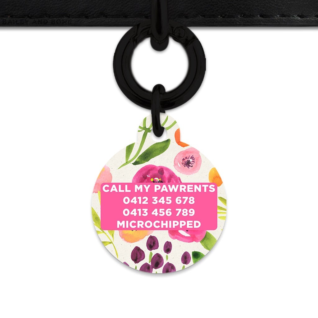 Bailey And Bone Pet Tag Watercolour Garden Flowers Pet Tag