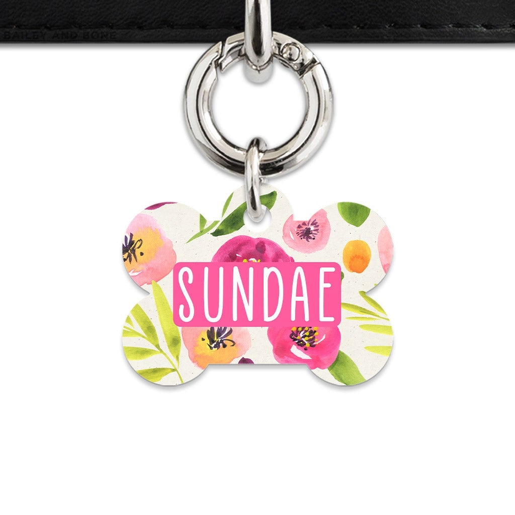 Bailey And Bone Pet Tag Watercolour Garden Flowers Pet Tag