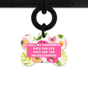 Bailey And Bone Pet Tag Watercolour Garden Flowers Pet Tag