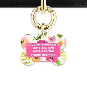 Bailey And Bone Pet Tag Watercolour Garden Flowers Pet Tag