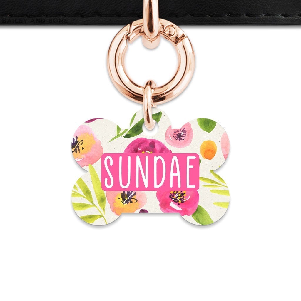 Bailey And Bone Pet Tag Watercolour Garden Flowers Pet Tag