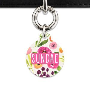 Bailey And Bone Pet Tag Watercolour Garden Flowers Pet Tag