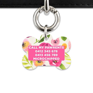 Bailey And Bone Pet Tag Watercolour Garden Flowers Pet Tag