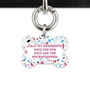 Bailey And Bone Pet Tag White Pastel Terrazzo Pet Tag