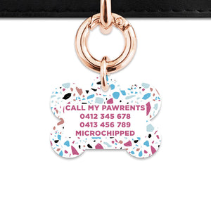 Bailey And Bone Pet Tag White Pastel Terrazzo Pet Tag