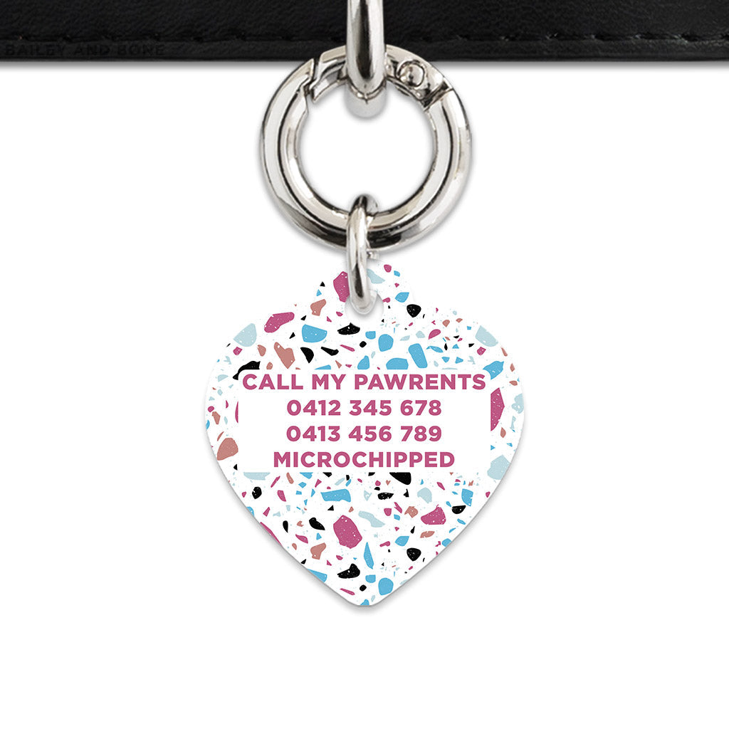 Bailey And Bone Pet Tag White Pastel Terrazzo Pet Tag