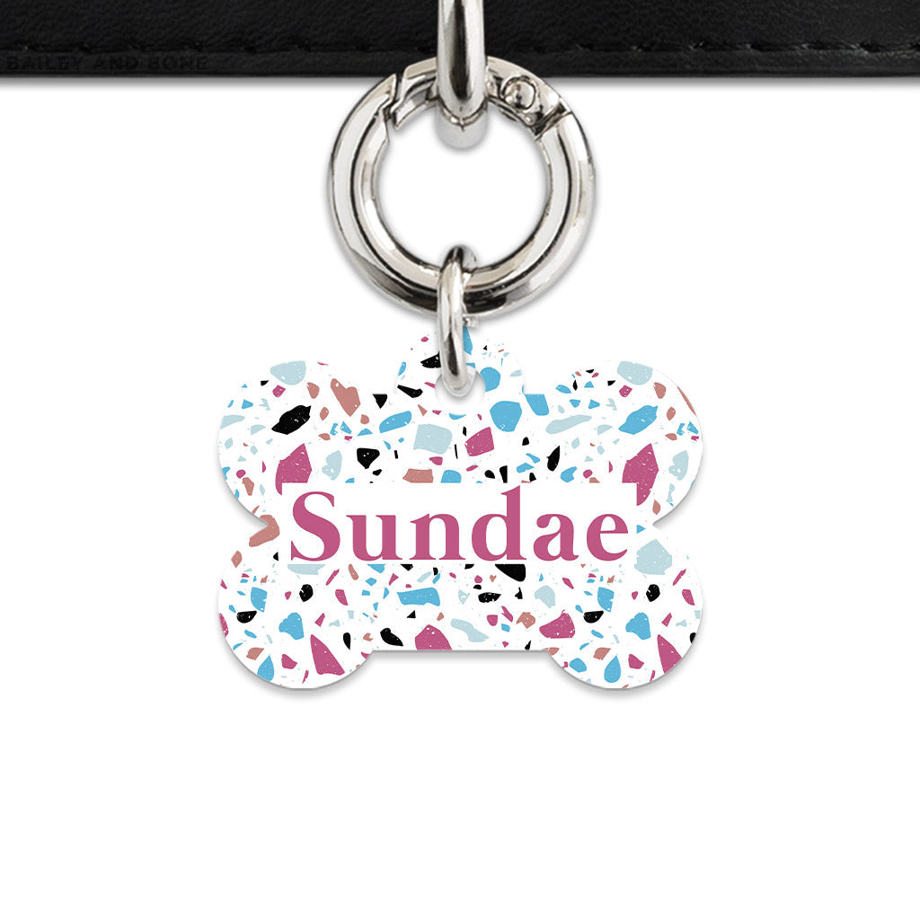 Bailey And Bone Pet Tag White Pastel Terrazzo Pet Tag