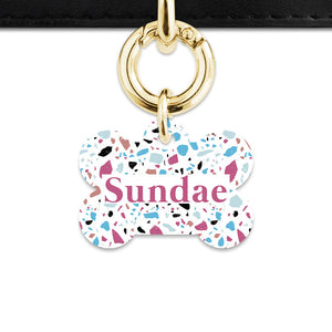 Bailey And Bone Pet Tag White Pastel Terrazzo Pet Tag