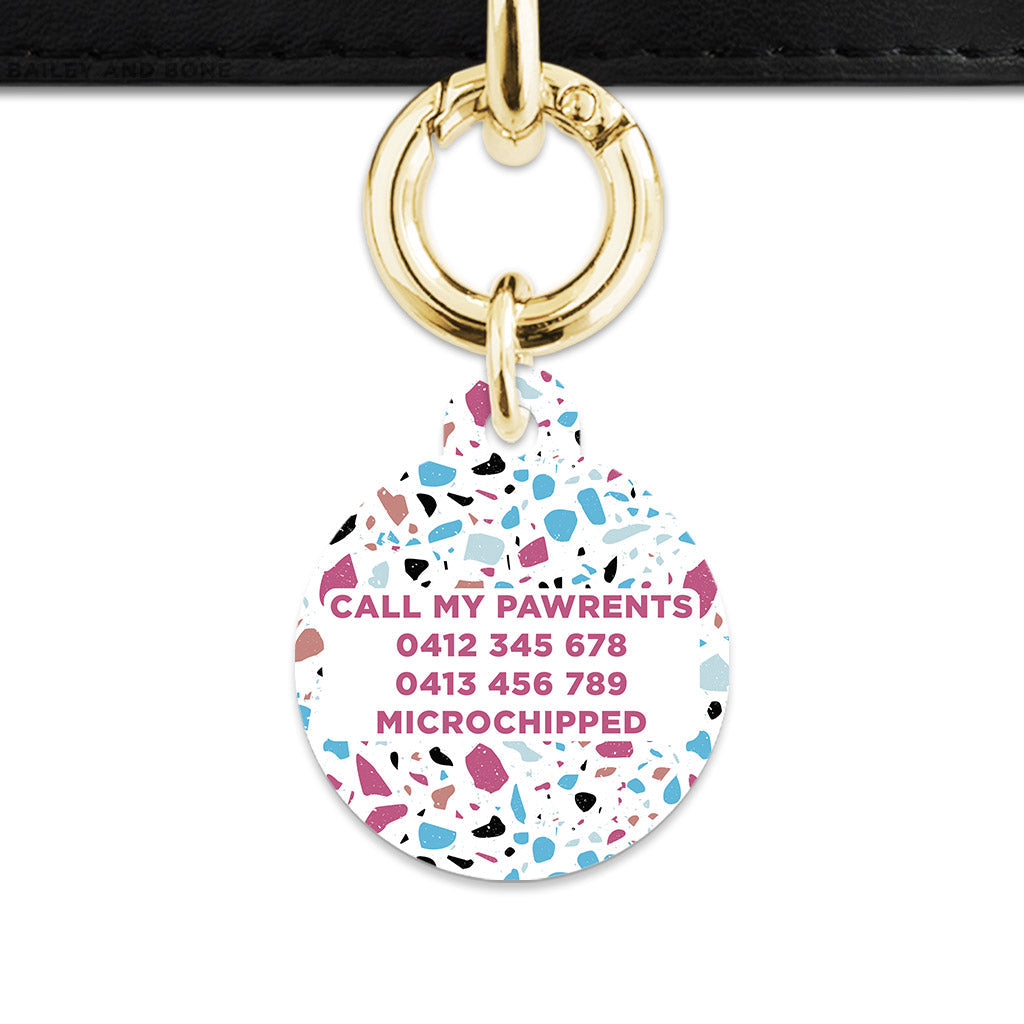 Bailey And Bone Pet Tag White Pastel Terrazzo Pet Tag