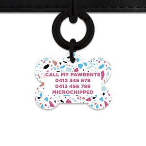 Bailey And Bone Pet Tag White Pastel Terrazzo Pet Tag