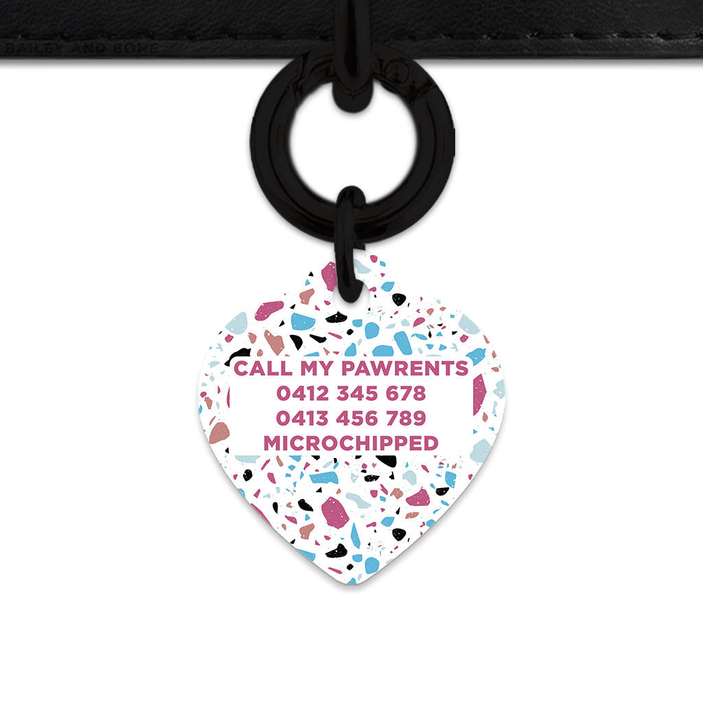 Bailey And Bone Pet Tag White Pastel Terrazzo Pet Tag