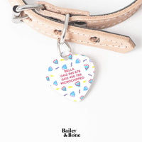 Bailey And Bone Pet Tag White Retro Hearts Pet Tag