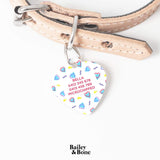 Bailey And Bone Pet Tag White Retro Hearts Pet Tag