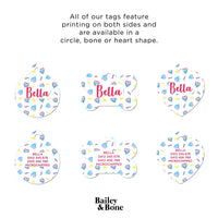 Bailey And Bone Pet Tag White Retro Hearts Pet Tag