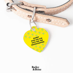 Bailey And Bone Pet Tag Yellow Beach Palms Pet Tag