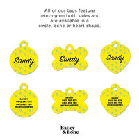 Bailey And Bone Pet Tag Yellow Beach Palms Pet Tag