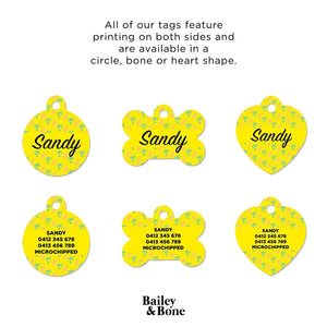 Bailey And Bone Pet Tag Yellow Beach Palms Pet Tag