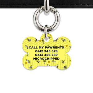 Bailey And Bone Pet Tag Yellow Bees Pet Tag
