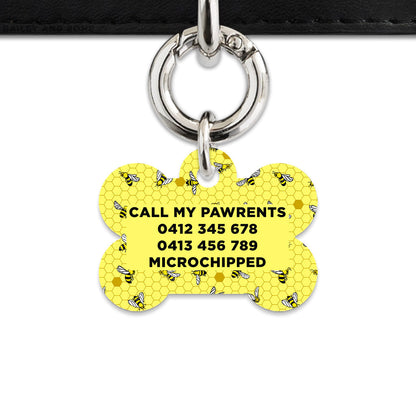 Bailey And Bone Pet Tag Yellow Bees Pet Tag