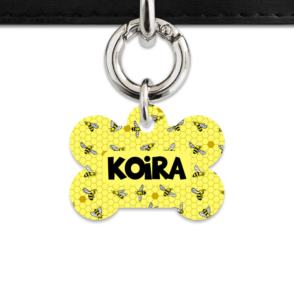 Bailey And Bone Pet Tag Yellow Bees Pet Tag