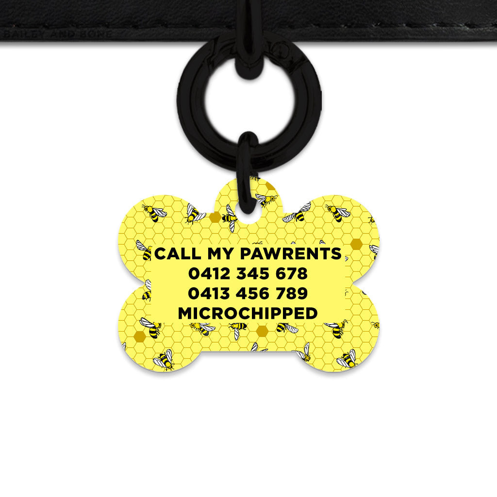 Bailey And Bone Pet Tag Yellow Bees Pet Tag