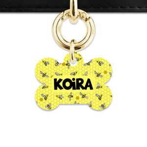 Bailey And Bone Pet Tag Yellow Bees Pet Tag