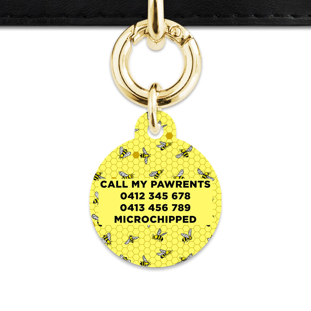 Bailey And Bone Pet Tag Yellow Bees Pet Tag