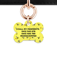 Bailey And Bone Pet Tag Yellow Bees Pet Tag