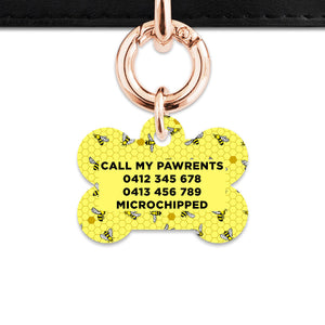 Bailey And Bone Pet Tag Yellow Bees Pet Tag