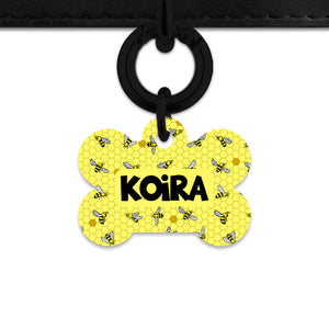 Bailey And Bone Pet Tag Yellow Bees Pet Tag
