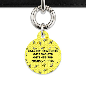 Bailey And Bone Pet Tag Yellow Bees Pet Tag
