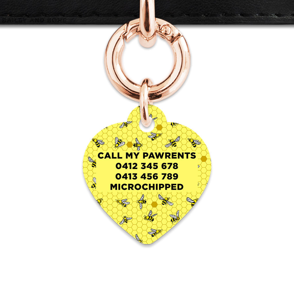 Bailey And Bone Pet Tag Yellow Bees Pet Tag