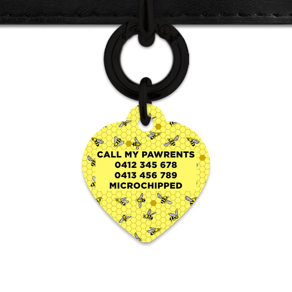 Bailey And Bone Pet Tag Yellow Bees Pet Tag