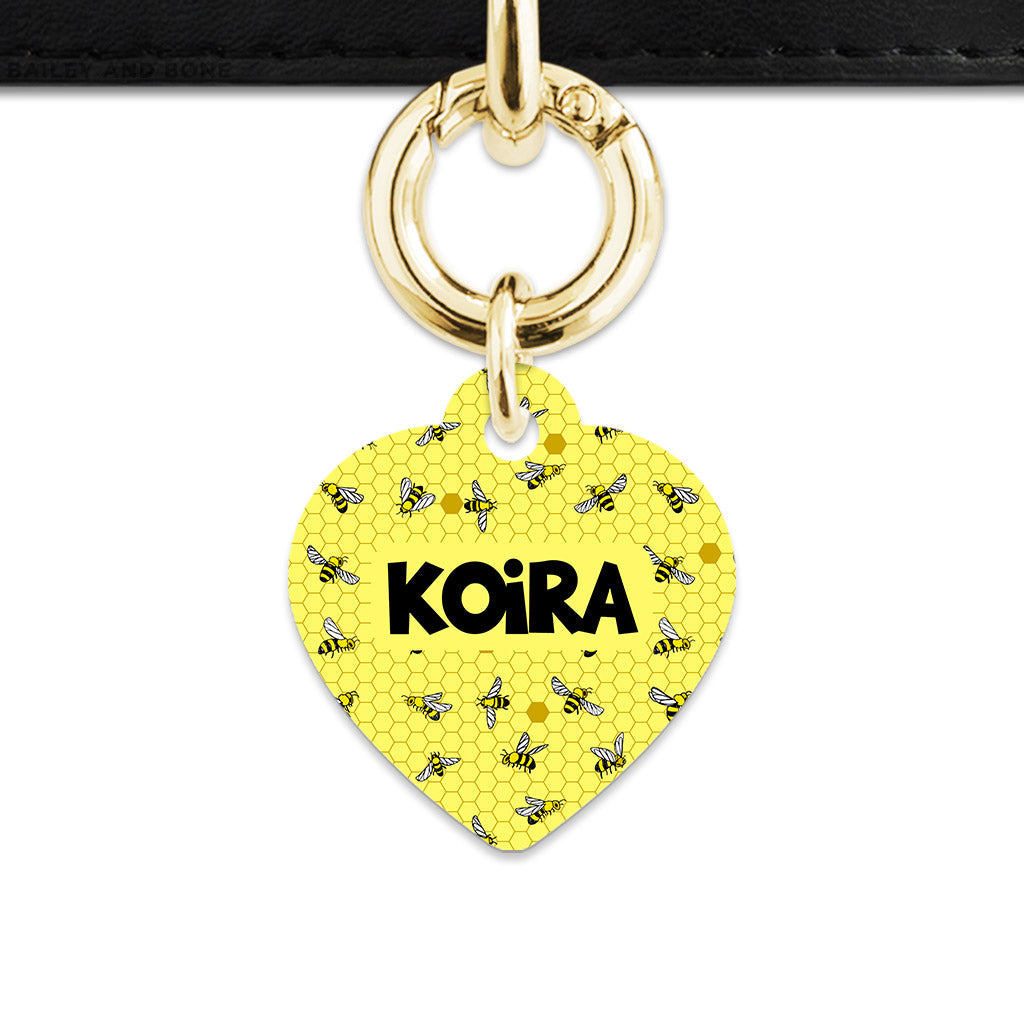 Bailey And Bone Pet Tag Yellow Bees Pet Tag