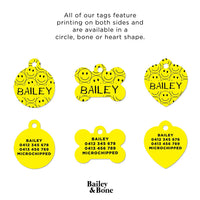 Bailey And Bone Pet Tag Yellow Smiley Face Pet Tag