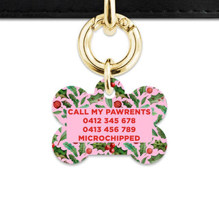 BaileyAndBone Pet ID Tags Christmas Holly Pet Tag