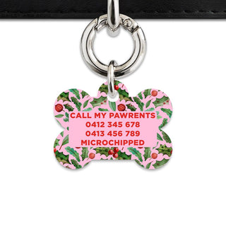BaileyAndBone Pet ID Tags Christmas Holly Pet Tag