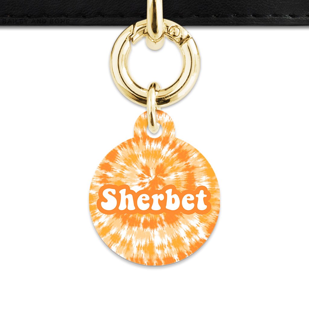 BaileyAndBone Pet ID Tags Circle / Gold Orange Tie Dye Pet Tag